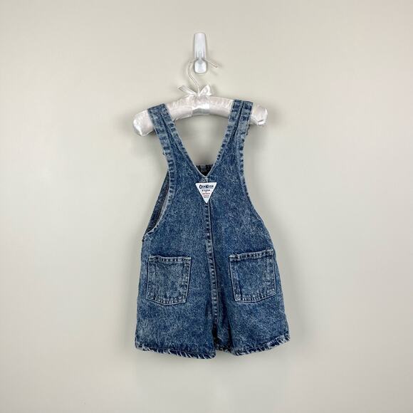 Vintage OshKosh B'gosh Acid Wash Denim Smiley Shortalls 4T USA - Picture 8 of 11